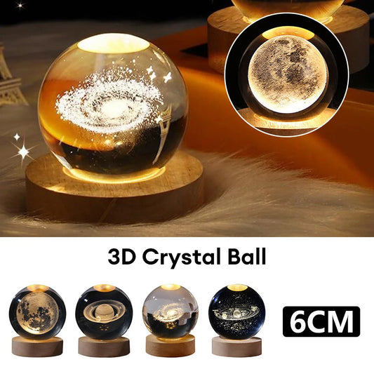 Luminous Starry Sky And Planets Moon Moon Crystal Ball Small Night Lamp Projection Ambience Light Creative Gift New Strange Gift - GadgetHub