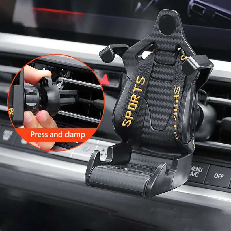 Racing Seat Shape Car Phone Holder Auto Air Vent Mobile Phone Clip 360 Degree Rotatable Car Cellphone Rack For Car Interior - GadgetHub