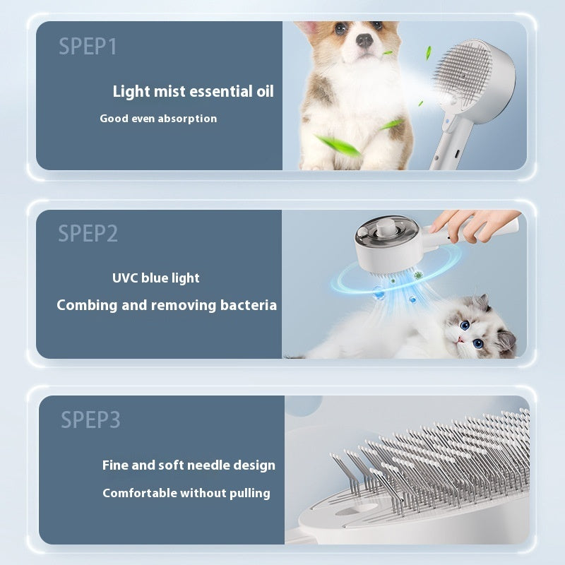 Animal Hair Remover Brush Dog And Cat Steam Brush Pet Self Cleaning Dog Brush Grooming Removes Cat Hairs Cat Dog Accessories Pet Products - GadgetHub