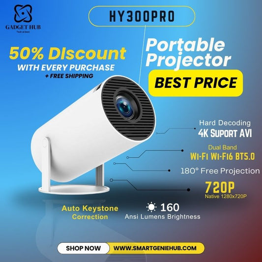 HY300 Pro Projector Home Theater Entertainment Portable Small Projector - GadgetHub